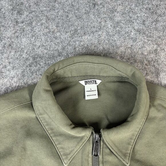 Duluth Trading Pullover Mens Large Rugby Knit Half Zip Olive Green Standard Fit - Picture 3 of 9